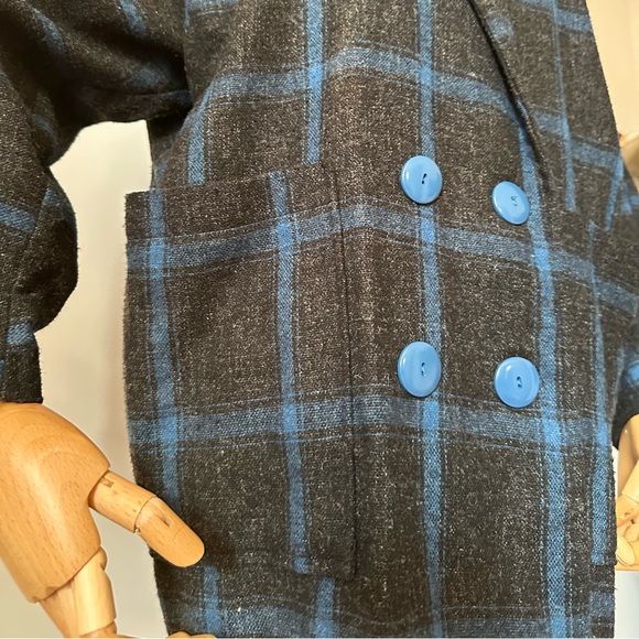 Vintage Diesel Plaid Jacket 80s – Blue & Gray, Double Breasted, Unisex - Picture 16 of 17